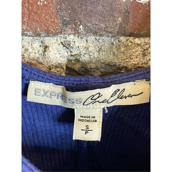 EXPRESS One Eleven Blue Corset Peplum Tank Top Women’s Size Small - Picture 2 of 6